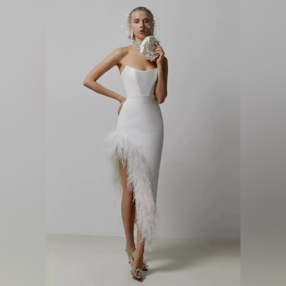 Payton white feathered dress